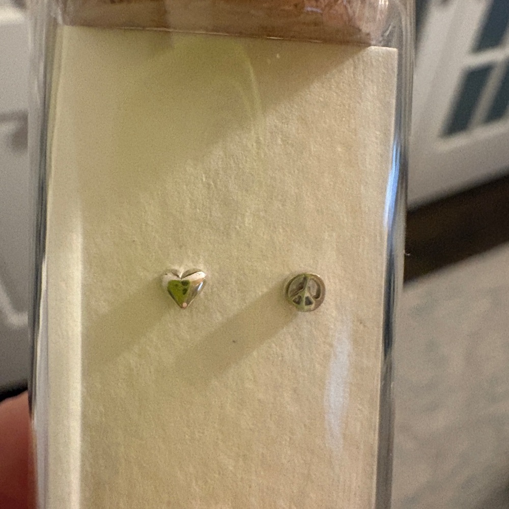 Sugarboo & Co. Message in a Bottle Earring Collection - Heart and Peace Sign - Picture 2 of 3